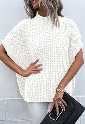 Women's Pink Mock Neck Batwing Sweater for a Relaxed Fit