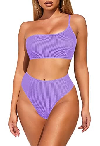 Women's Ribbed One Shoulder Bikini Set