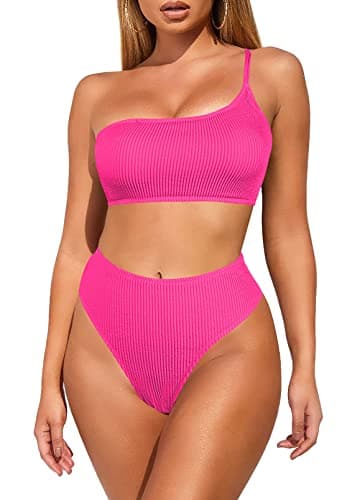 Women's Ribbed One Shoulder Bikini Set