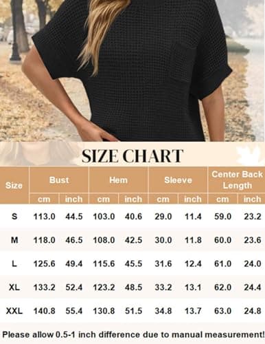 Zeagoo 2024 Women's Oversized Ribbed Knit Sweater Vest - Mock Neck, Batwing Short Sleeve, Fall Pullover (S-XXL)