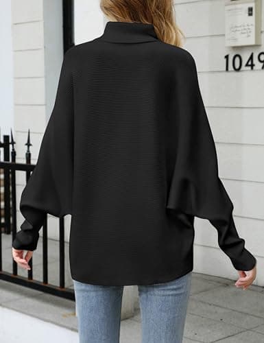 Plus Size Turtleneck Sweater for Women with Batwing Sleeves