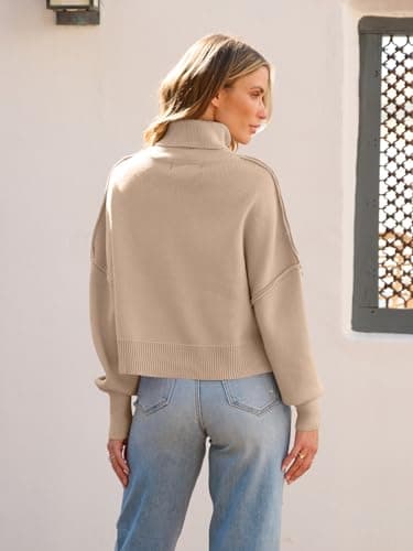 Women's Oversized Turtleneck Sweater with Batwing Sleeves