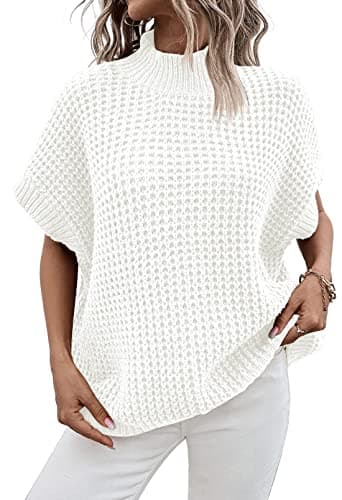 Viottiset Women's Oversized Batwing Sleeve Mock Neck Sweater Vest