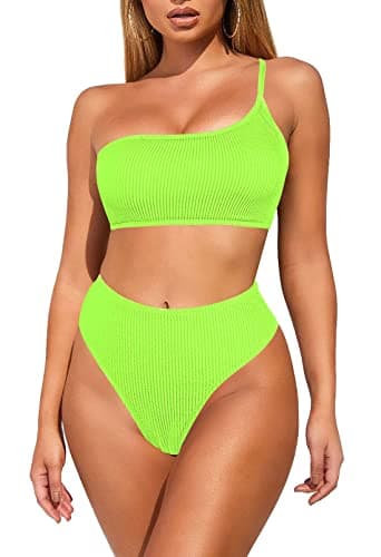 Women's Ribbed One Shoulder Bikini Set