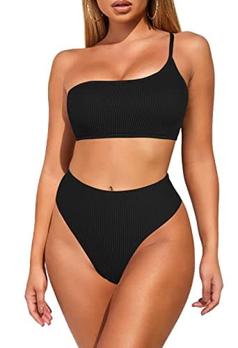 Women's Ribbed One Shoulder Bikini Set