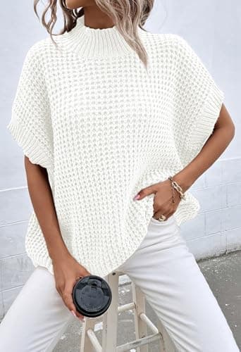 Women's Pink Mock Neck Batwing Sweater for a Relaxed Fit