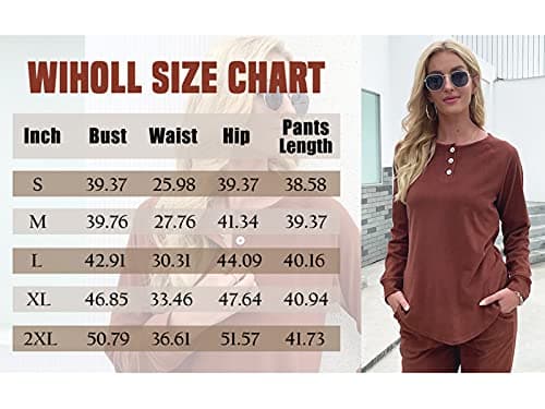 Women's Lounge Sets: WIHOLL Two-Piece Sweatshirt and Sweatpants with Pockets