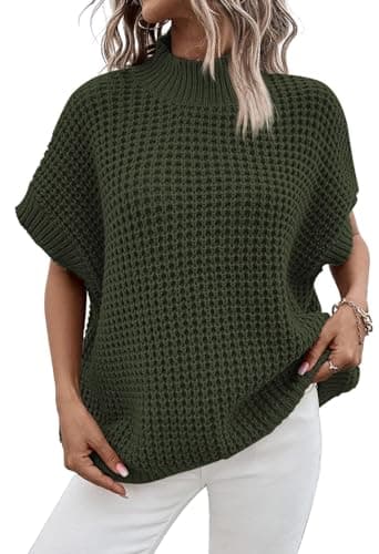 Women's Pink Mock Neck Batwing Sweater for a Relaxed Fit