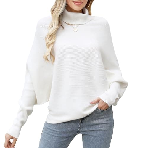 Plus Size Turtleneck Sweater for Women with Batwing Sleeves