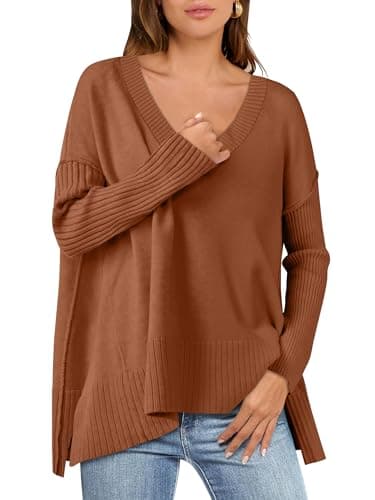 2024 Fall Women's Oversized V Neck Batwing Sleeve Sweater