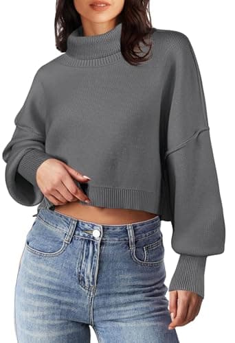 Women's Oversized Turtleneck Sweater with Batwing Sleeves