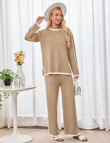 Blooming Jelly Womens 2 Piece Fall Travel Outfits Sweater Knit Matching Sets