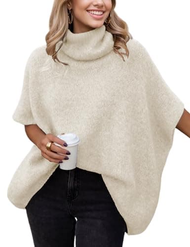 Women's Turtleneck Batwing Sleeve Chunky Sweater