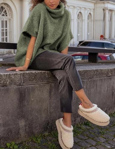 Women's Turtleneck Batwing Sleeve Chunky Sweater