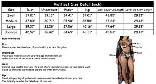 Women's Printed 3 Piece High Waist Bikini Maxi Swimsuit Cover Up
