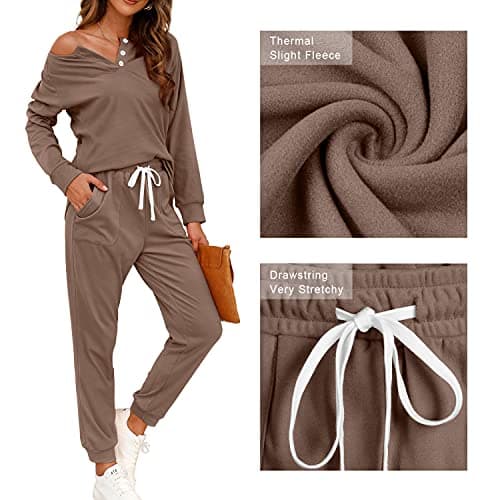 Women's Lounge Sets: WIHOLL Two-Piece Sweatshirt and Sweatpants with Pockets