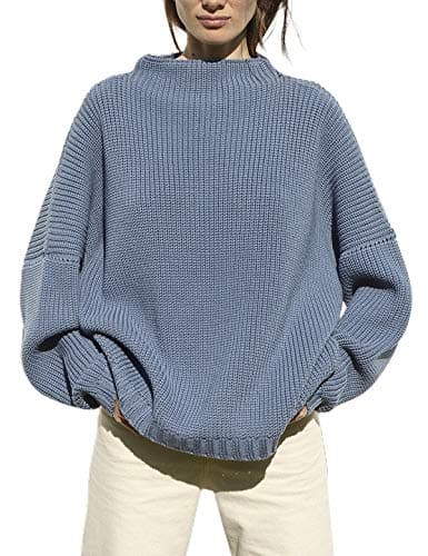 Ugerlov Women's Oversized Batwing Sleeve Mock Neck Sweater