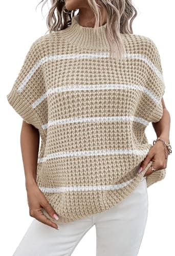 Women's Pink Mock Neck Batwing Sweater for a Relaxed Fit