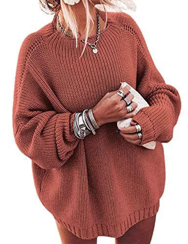 Ugerlov Women's Oversized Batwing Sleeve Mock Neck Sweater