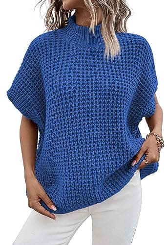 Viottiset Women's Oversized Batwing Sleeve Mock Neck Sweater Vest