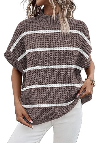 Viottiset Women's Oversized Batwing Sleeve Mock Neck Sweater Vest