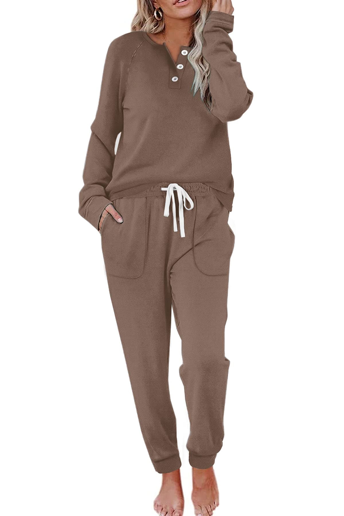 Women's Lounge Sets: WIHOLL Two-Piece Sweatshirt and Sweatpants with Pockets