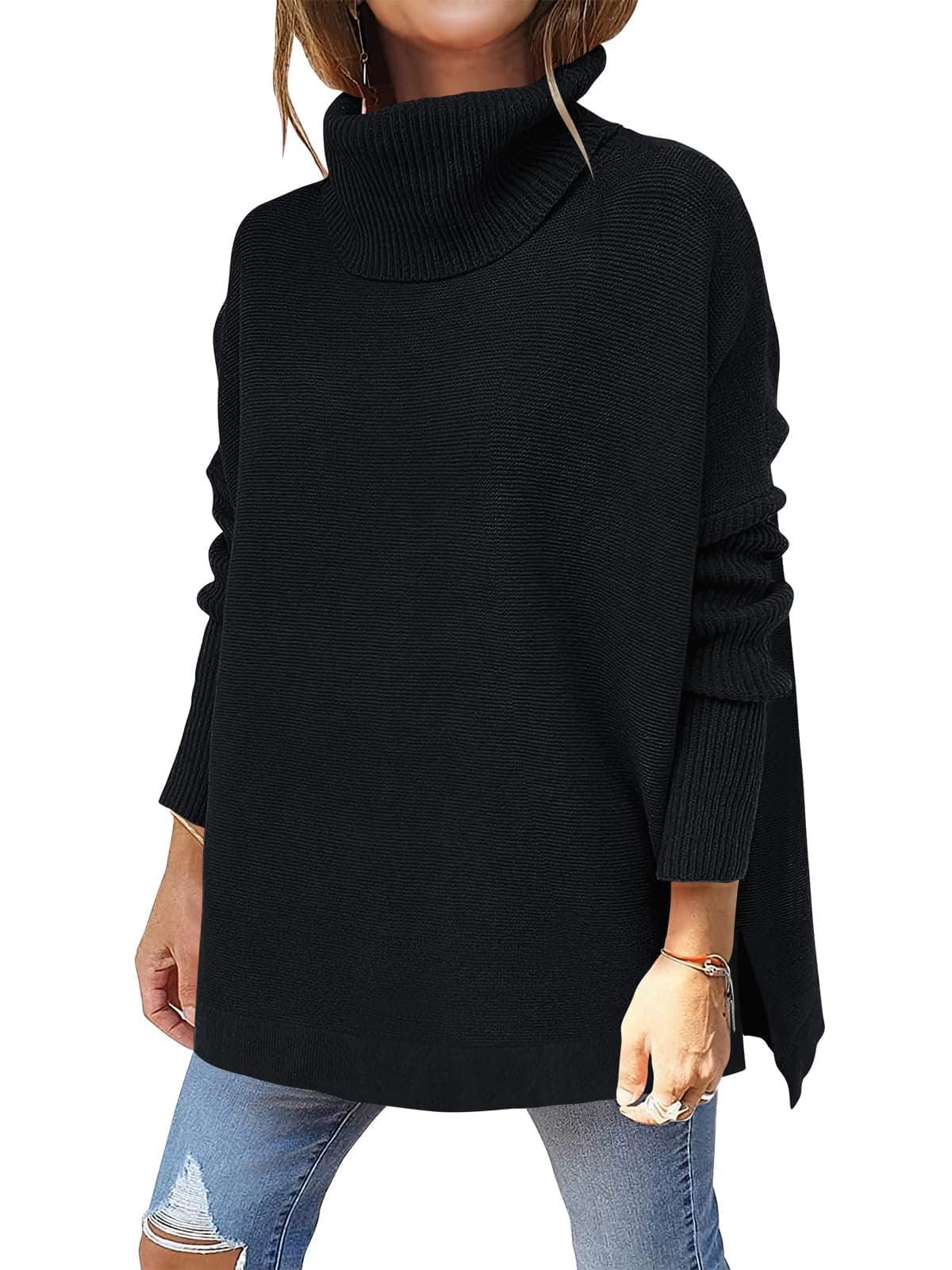 ANRABESS Women's Oversized Turtleneck Batwing Sweater Tops - Casual Fall 2024 Outfits